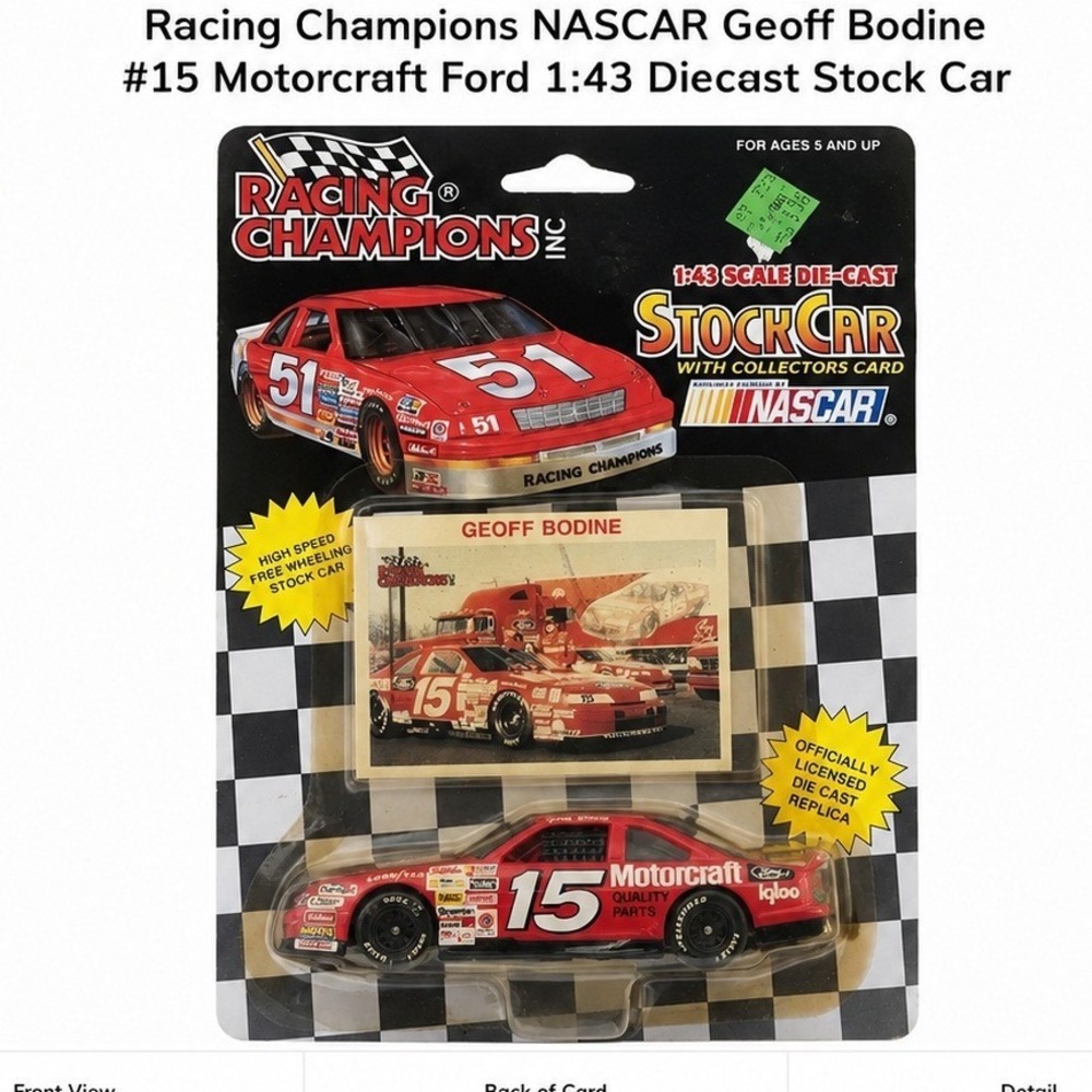 Racing Champions NASCAR Geoff Bodine 15 Motorcraft Ford 1:43 Diecast Stock Car